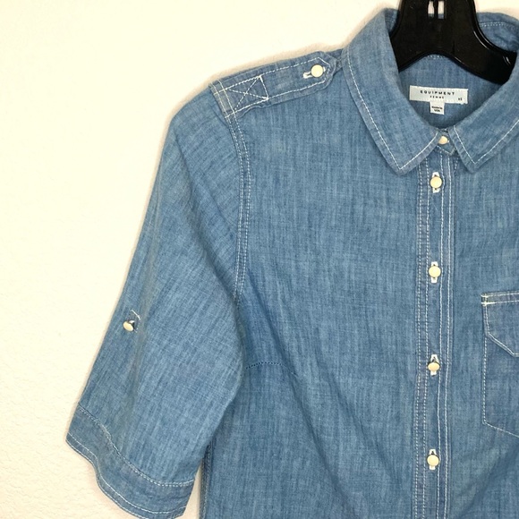 Equipment Short Sleeve Chambray Denim Button Down Shirt XS - Picture 4 of 5